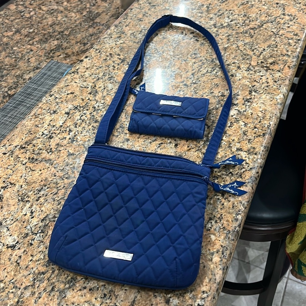 Vera Bradley crossbody purse and wallet set Navy blue